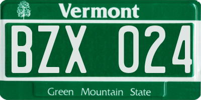 VT license plate BZX024