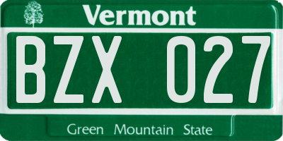 VT license plate BZX027