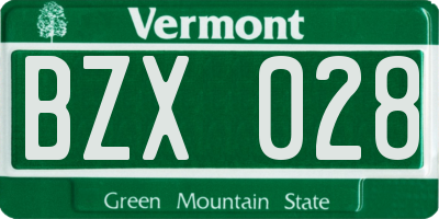 VT license plate BZX028