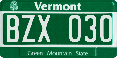 VT license plate BZX030