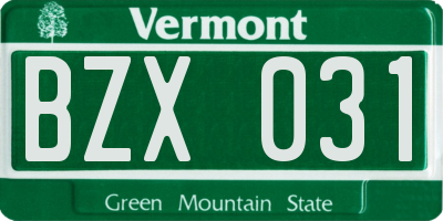 VT license plate BZX031