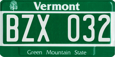 VT license plate BZX032