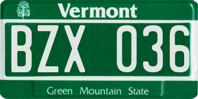 VT license plate BZX036