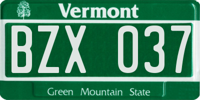 VT license plate BZX037