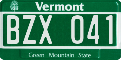 VT license plate BZX041