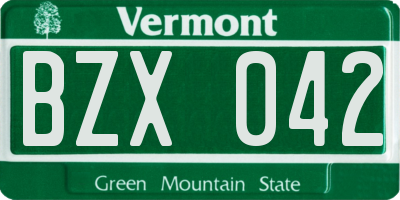 VT license plate BZX042