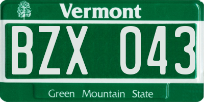 VT license plate BZX043