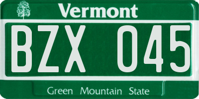 VT license plate BZX045