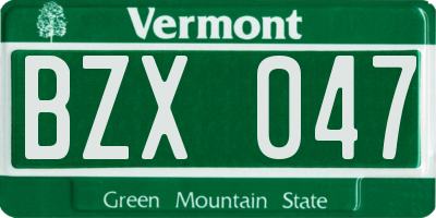 VT license plate BZX047