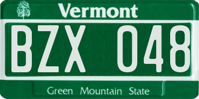 VT license plate BZX048