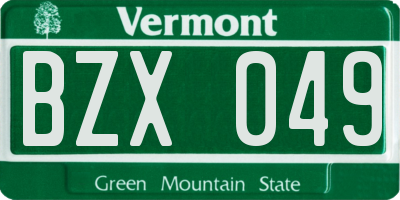 VT license plate BZX049