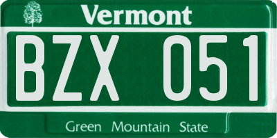 VT license plate BZX051