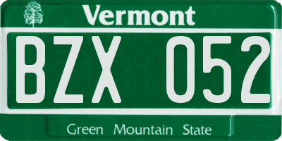 VT license plate BZX052