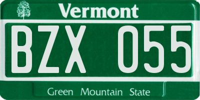 VT license plate BZX055