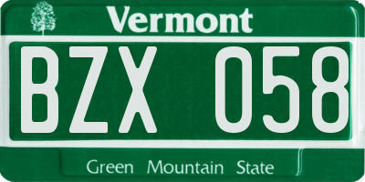 VT license plate BZX058