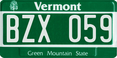VT license plate BZX059