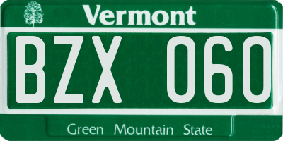 VT license plate BZX060