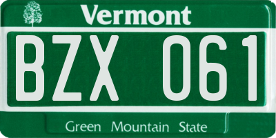 VT license plate BZX061