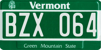 VT license plate BZX064