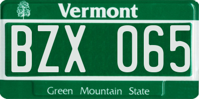VT license plate BZX065