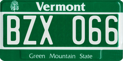 VT license plate BZX066
