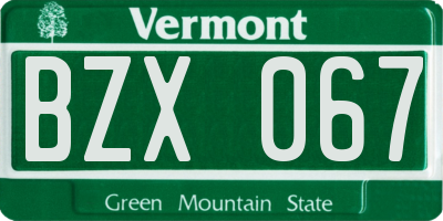 VT license plate BZX067