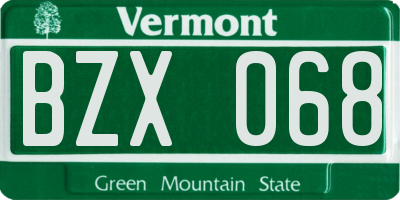 VT license plate BZX068