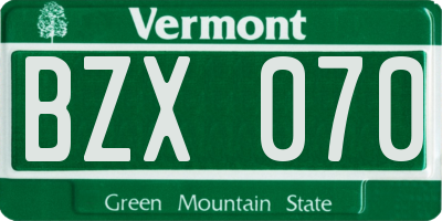 VT license plate BZX070