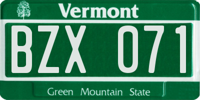 VT license plate BZX071