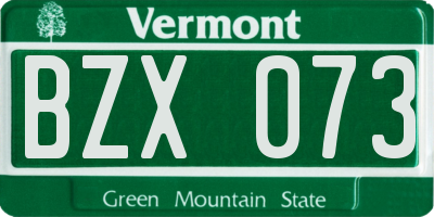 VT license plate BZX073