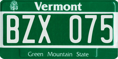 VT license plate BZX075