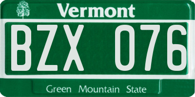VT license plate BZX076