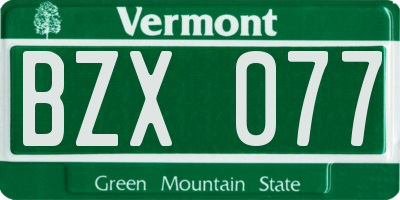 VT license plate BZX077