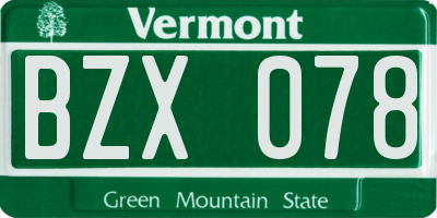 VT license plate BZX078