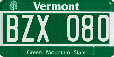 VT license plate BZX080