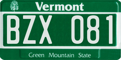 VT license plate BZX081
