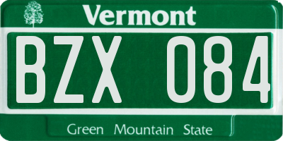 VT license plate BZX084