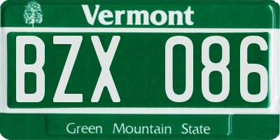 VT license plate BZX086