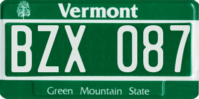 VT license plate BZX087