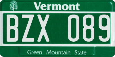 VT license plate BZX089