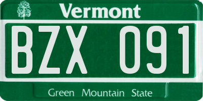 VT license plate BZX091