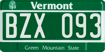 VT license plate BZX093