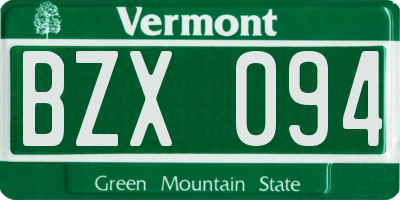 VT license plate BZX094