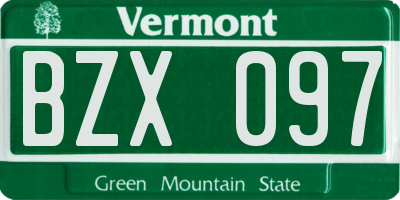 VT license plate BZX097