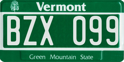 VT license plate BZX099