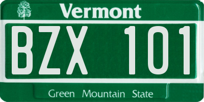 VT license plate BZX101