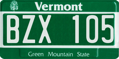 VT license plate BZX105