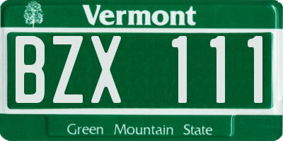 VT license plate BZX111
