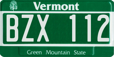 VT license plate BZX112