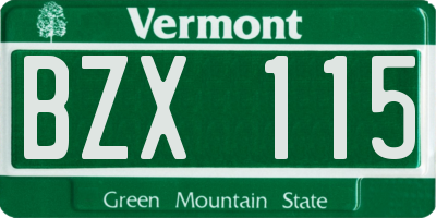 VT license plate BZX115